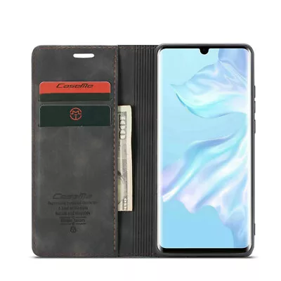 Black Oppo AX7 CaseMe Compact Flip Premium Wallet Case Cover • $19.95