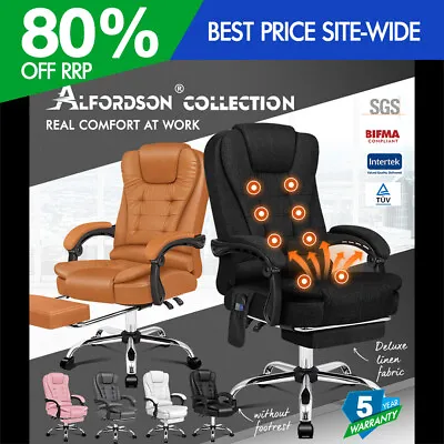 ALFORDSON Office Chair Gaming Executive Computer Footrest PU Leather Work Seat • $179.95