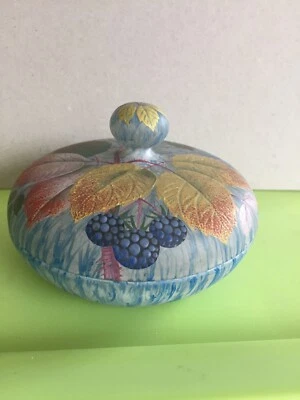 £12.50 • Buy Handpainted Blackberry & Leaf Pattern Glass Lidded Pot,Moser Glass,Czech Glass