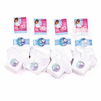£4.99 • Buy 3 And 6 Pairs Girls  Cotton School Socks For Kids, Frilly Lace Ankle 