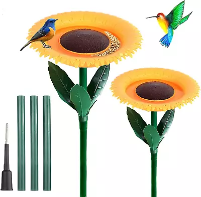 Sunflower Standing Bird Feeder Outdoor(2Pcs)Bird Bath Feeders Bowl For Outdoor • $28.99