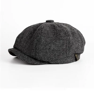 Peaky Blinders Hat Newsboy Flat Cap Herringbone Tweed Wool Baker Boy Gatsby • $15.86