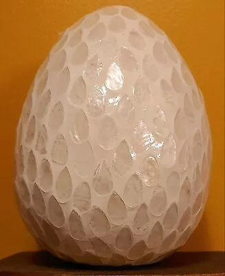 NEW !! Edens Wood Mother Of Pearl Iridescent Egg Sculpture 7 In X 5 In • $29.99