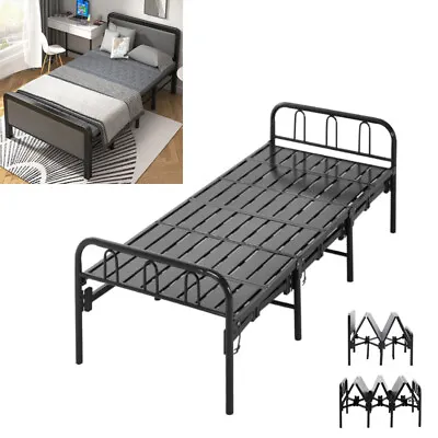 Modern Single Bed Frame 2.6ft Guest Student Sleepe Steel Bedstead Foldable Frame • £109.95
