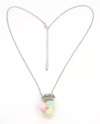 $9.99 • Buy Silver Tone Cream Filled Macaron/Cookie Jar Pendant Chain Necklace Multi-color