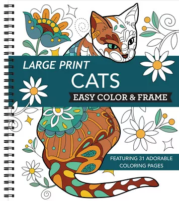 Large Print Easy Color & Frame - Cats (Adult Coloring Book) • $9.33