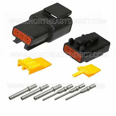 3 Pin Black Deutsch Dtm Dtm04-3p Dtm06-3s Waterproof Connector - Solid Contacts • $7.99