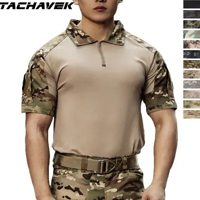 US Army Mens Tactical Combat T-Shirt Short Sleeve Military Gen Camo Casual Shirt • $24.99