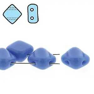 Blue Opaque 6mm 2 Hole Czech Silky Beads (SQ206-33100) • $9