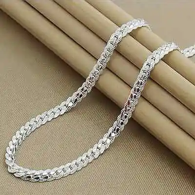 Nice 925 Sterling Silver 6MM Full Sideways Chain Necklace For Women Men Fashion • $9.49