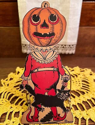 NEAR MINT RARE Antique Vintage Halloween Johnny Pumpkinhead Diecut Decor 1919-22 • $75