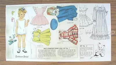 1950's MISS SUNBEAM Paper Doll Set #3 REPRO---plus Bonus Set • $6.99