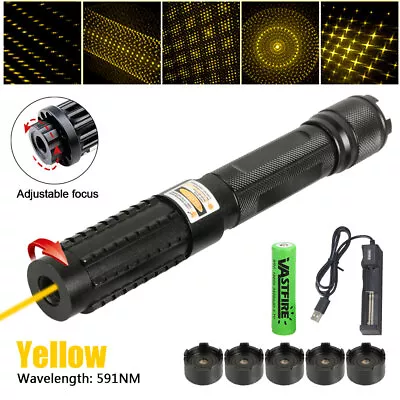 591nm Yellow Laser Pointer Pen SOS Wicked Lasers Torch 330Miles With 5 Star Caps • $109.99