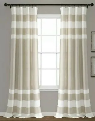 Cape Cod Stripe Yarn Dyed Cotton Window Curtain Panels - Lush Décor  84 L X 40 W • $49.99