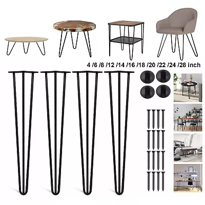 4x Hairpin Legs Hair Pin Legs Set For Furniture Bench Desk Table DIY 4''-28'' • £11.90