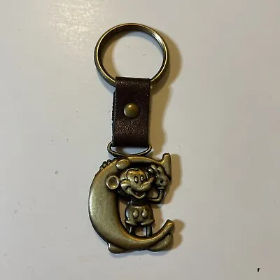 Vintage Authentic Disney Mickey Mouse Letter C Brass Keychain Key Ring • $8