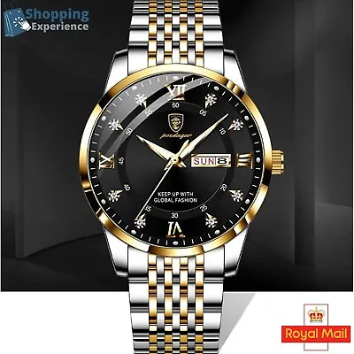 £12.99 • Buy Men's Wrist Watch Fashion Luxury Stainless Steel Quartz Waterproof Luminous Date