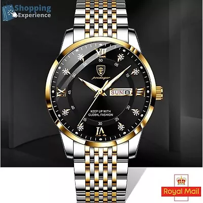 £12.99 • Buy Men's Wrist Watch Fashion Luxury Stainless Steel Quartz Waterproof Luminous Date