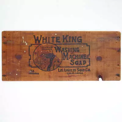 Vintage White King Laundry Soap Wooden Crate Face • $79.99