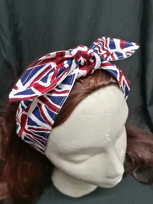 Union Jack Flag Coronation Vintage 40s 50s Hair Wrap Headband Rockabilly Scarf  • £4.99