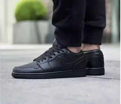 Nike Air Jordan 1 Low Shoes Triple Black 553558-093 Men's Multi Sizes NEW • $113.90