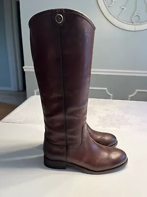 Frye Melissa Button 2 Redwood Brown Leather Riding Boots Knee High Women’s 6.5B • $79.99