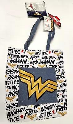 Wonder Woman Tote/Shoulder Canvas Bag Zip Pouch With 2 Pin Buttons Denim Straps • $23.10