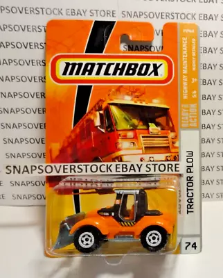 2009 Matchbox Orange Snow Plow Tractor Highway Maintenance #5/6 Mbx #74 Vhtf • $9.95