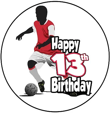 Football Player Birthday Cake Topper 8  Round Icing Decoration Boys Mens ANY AGE • £6.95