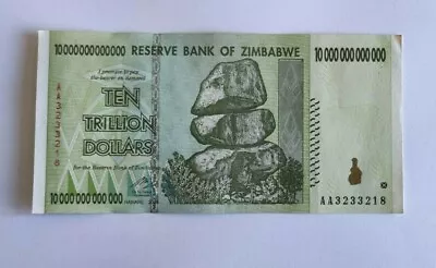 Zimbabwe 10 Trillion Dollars 2008 AA Prefix   In  Very Fine Condition • £11.80