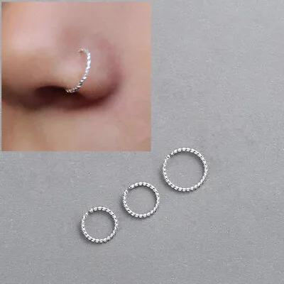 £2.39 • Buy Twisted Cut Sterling Silver Nose Hoop Ring Ear Septum Cartilage Tragus Helix 