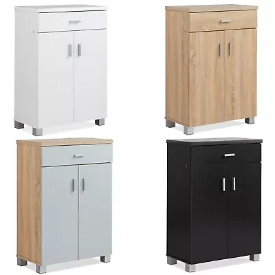 £64.99 • Buy Venetia 2 Door 1 Drawer Wooden Oak Shoe Storage Cabinet Rack Stand Cupboard