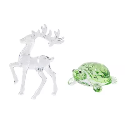 Clear Acrylic Reindeer Glass Figurines Decor Elegant Holiday Ornaments • $18.71