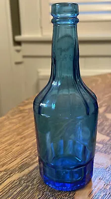 Vintage Blue Glass Decorative Medicine Bottle 6  Size Wheaton NJ Stamped • $15.95