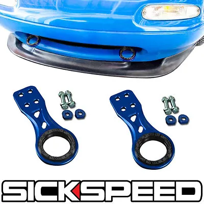 $116.59 • Buy 2 Pc Blue Base Black Anello Front Bumper Strength Racing Tow Hook Set For Mazda