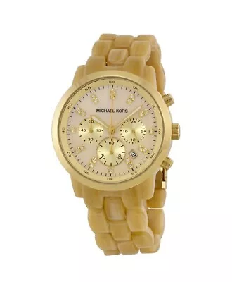 Michael Kors Jet Set Champagne Mother Of Pearl Ladies Chronograph Watch MK5217 • $190