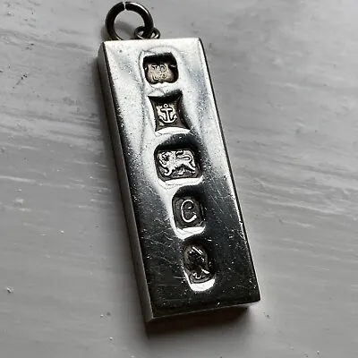 Vintage Solid Sterling Silver Ingot Pendant Fully Hallmarked 32g T. D. Ltd • $64.41