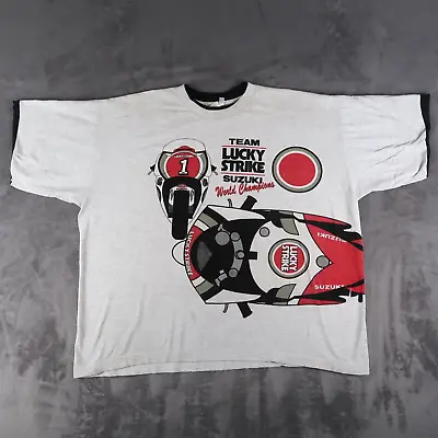 Vintage 90s Suzuki Lucky Strike Racing T-Shirt Moto AOP Men Gray One Size • $130