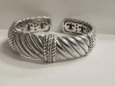 Judith Ripka Sterling Silver Braided Hinged Cuff Bracelet Retired • $109.99