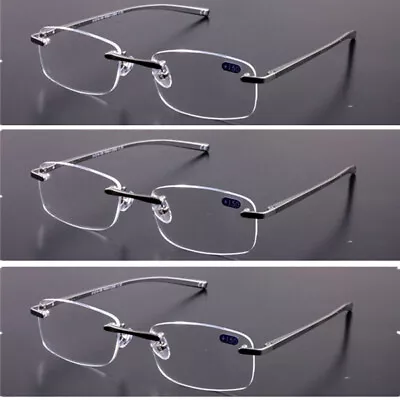 3 Pack Reading Glasses Rimless Aluminum-magnesium Alloy Reader +1.0 To +3.5 • $19.99