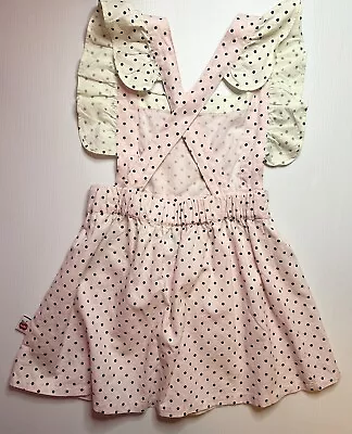 OOBI Pink Polka Dots Frill Pinafore Cotton Dress Size6 • $6.50