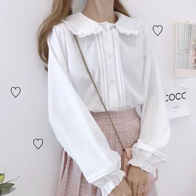 $17.09 • Buy Women Shirt Blouse Sweet Lolita Lovely Tops Kawaii Girl Peter Pan Doll Collar
