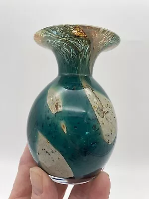 Mdina Style Art Glass Mini Vase 4” • $36