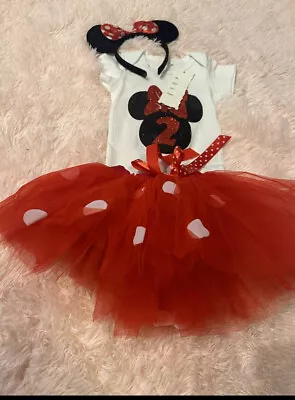 Dress Size 24 Months Baby New Minnie Mouse Dress Headband Ears Tutu Birthday • $11.99