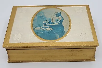 Vintage Mele Wood Jewelry Music Box Red Velvet Mirror Japan Works Florentine • $29.99
