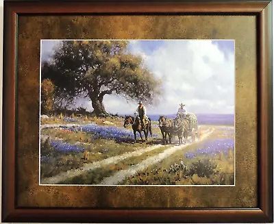 Texas Bluebonnet Picture Sweet Smell Of Spring Mariin Grelle Matted Framed 16x20 • $94.95