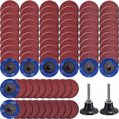 2 Inch Roll Lock Quick Change Sanding Grinding Discs W/ Holder 36 80 120 Grit • $18.99