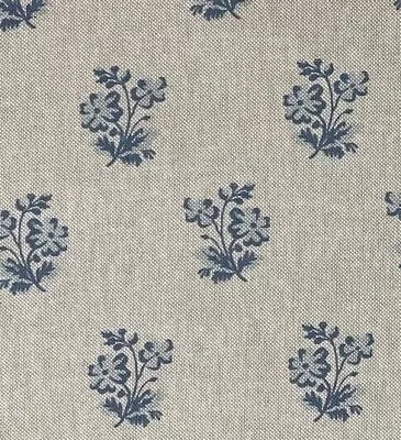 Moss Rose Floral Fabric Linen Blue Beige Curtain Blind Upholstery • £2.99