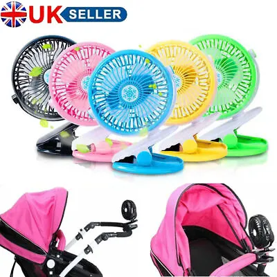 3 Speeds USB Rechargeable Mini Cooling Fan Clip On Desk Baby Stroller Portable H • £4.45