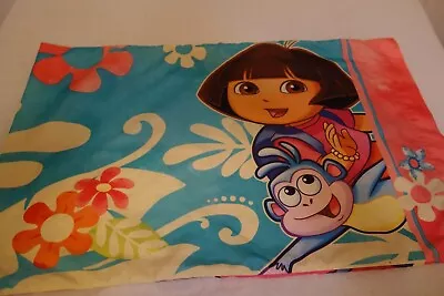 Dora The Explorer Pillowcase Double Sided Pink Blue Flower Monkey Boots • $12.99